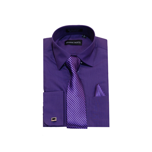 Eggplant Purple Solid Cufflink Dress ...